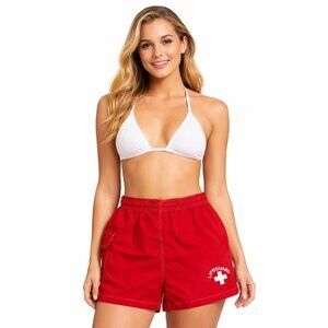NEW Red Lifeguard Swim Trunks XL Nylon Athletic Beach Vacation